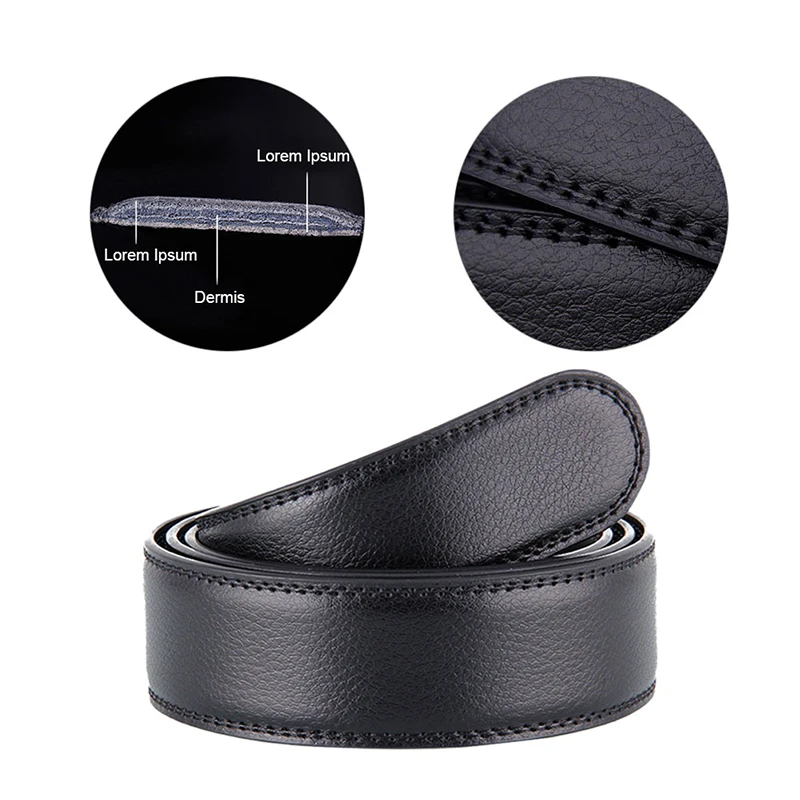 

Brand No Buckle 3.5cm Wide Genuine Leather Automatic Belt Body Strap Without Buckle Belts Men Good Quality Male Belts