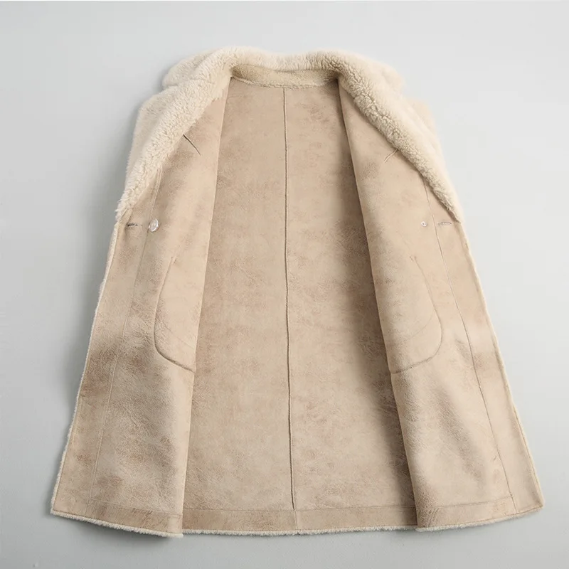 Женская кашемировая куртка средней длины с отложным воротником и большими