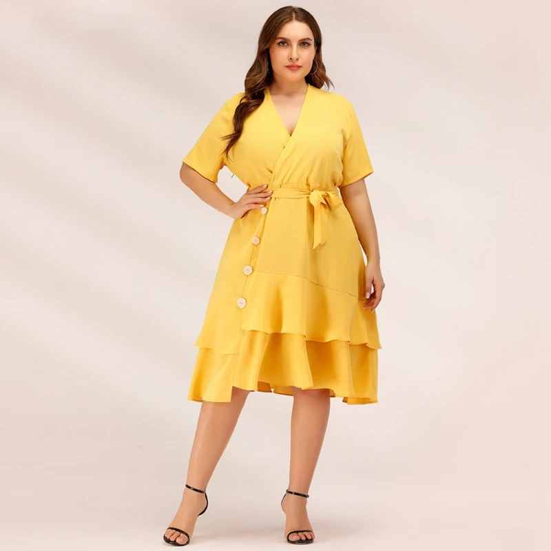 Женское летнее платье с коротким рукавом большие размеры|Женские платья| |