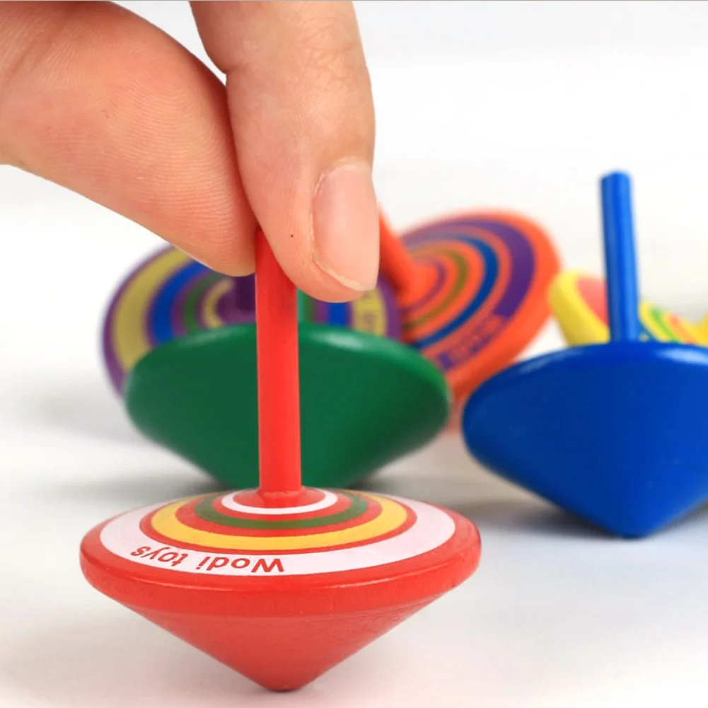 

1Pc Spinning Tops Wooden Mini Top Decompression Toy Funny Colorful Gyr Toy Fidget Toy For Kids & Adults Anxiety Stress Relief