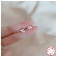 2021 new arrival fashion sweet cute mini micro zircon snow 925 sterling silver stud earrings best gift for women jewelry