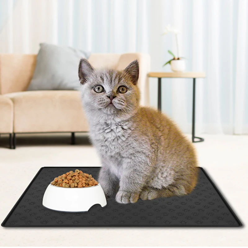 

Pet Dog Mats Non-Slip Training Pads Dog Footprint Printed Silicone Mat Waterproof Pet Food Pad Pet Bowl Feeding Placemat Supply