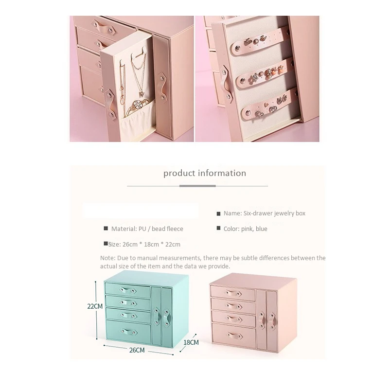 

Large-Capacity Multi-Layer Drawer Type Jewelry Box Water-Proof PU Multi-Function Desktop Jewelry Watch Storage Box