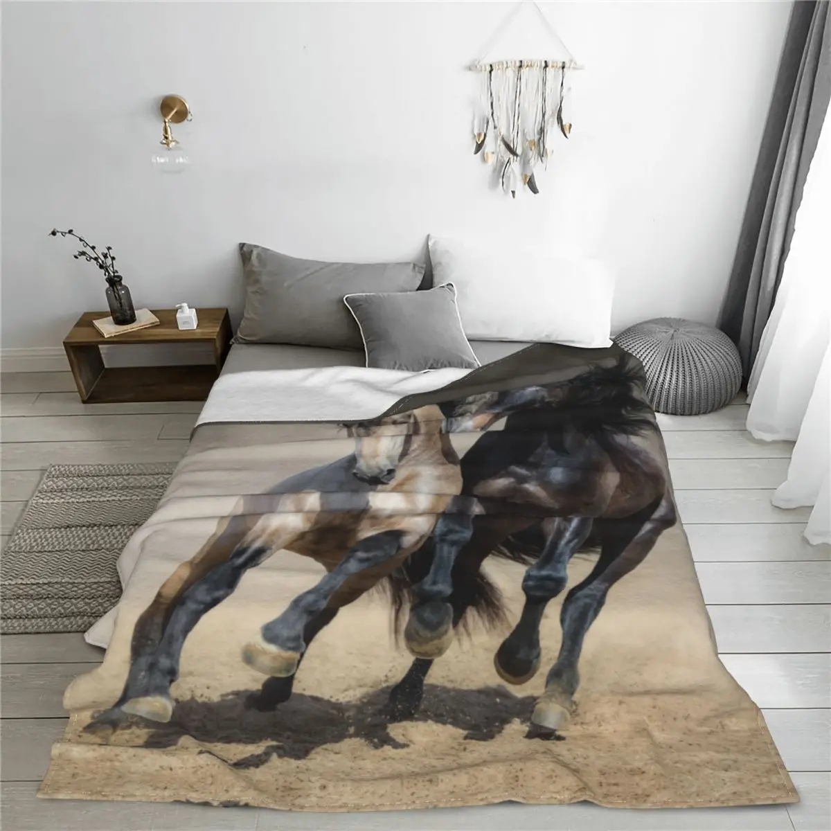 Белые Серые Одеяла с лошадью Бархатные украшения завитые животные для
