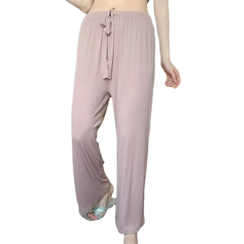 

New Casual Pants Ladies Spring and Summer Solid Color Pajama Bottoms Modal Wide-leg Pants Thin Section Home Clothes Pajamas