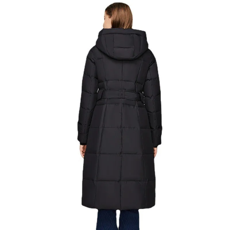 Thick Down Parka Women with Hood Down Jacket 2021 Fashion Long Straight Winter Coat Elegant Pocket Plus Long Warm Thick Outwear