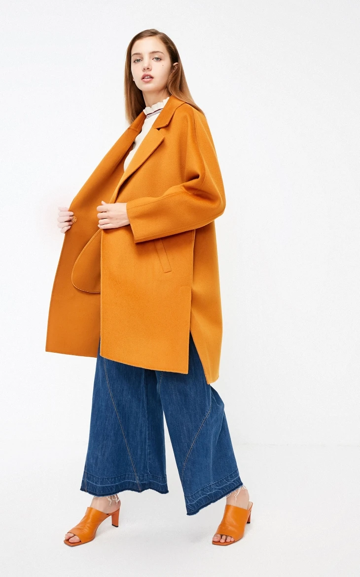 Vero Moda Женское шерстяное пальто средней длины со скрытыми пуговицами с отворотом на плече | 318427511