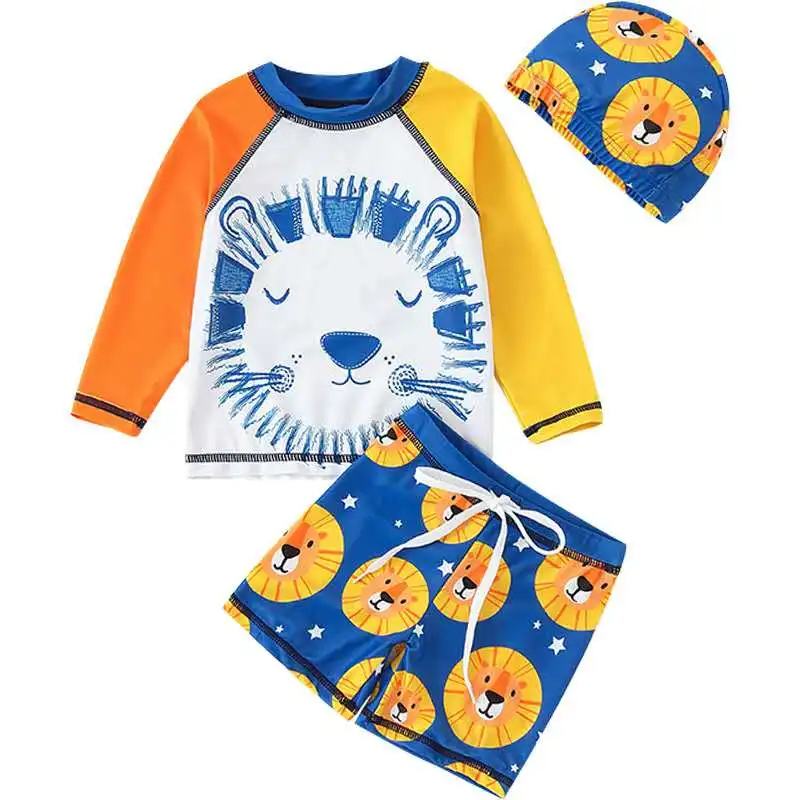 Детский купальный костюм из 3 предметов топ с круглым вырезом и длинными рукавами