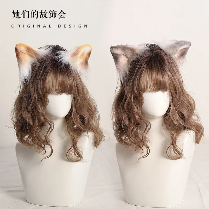 

Lolita Cat Ears Headdress Handmade Anime ear Headband JK Lolita Barrettes Hair Accessories