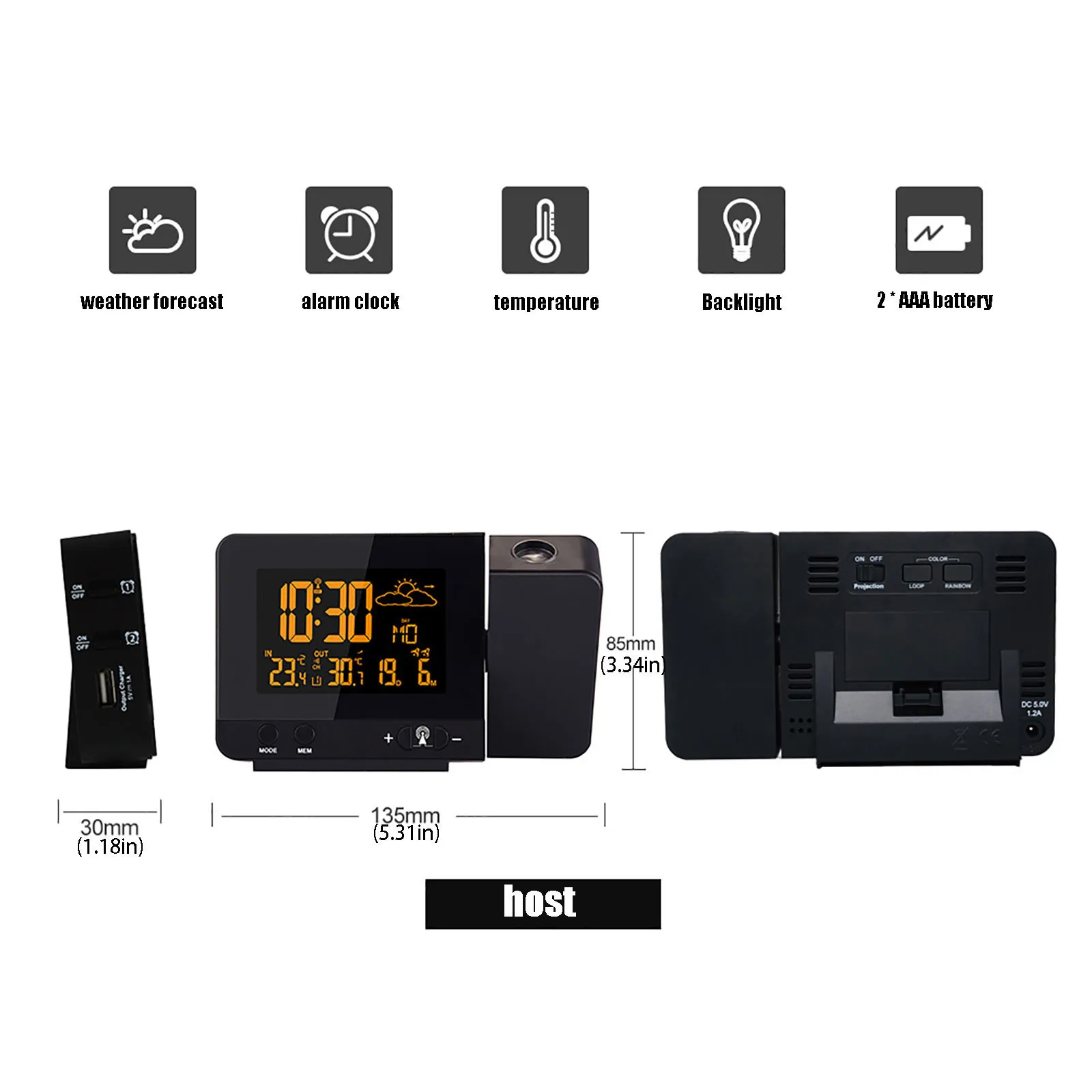 

Digital Projection Alarm Clock With Temperature Weather Lcd Display Usb Charging Weather Forecast Snooze Table Clock With