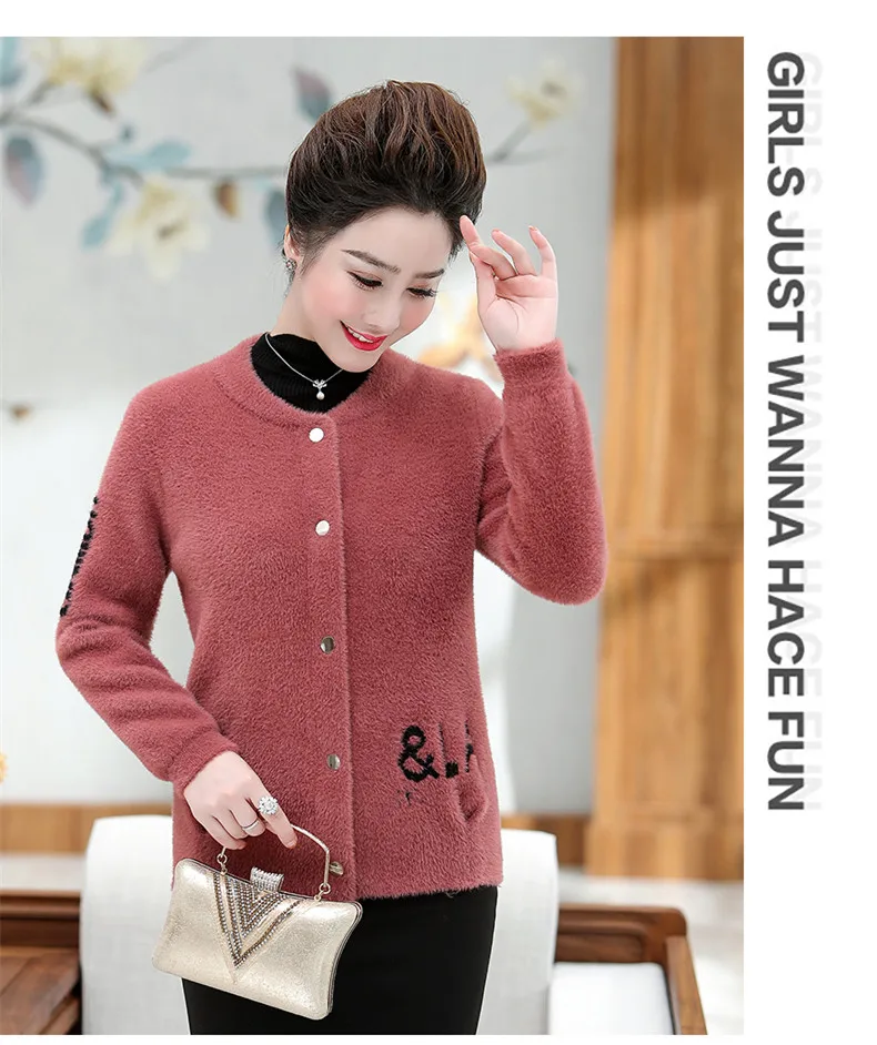 XJXKS Sueter Mujer Invierno плюс размер кардиган Повседневный круглый вырез длинный рукав однобортный пушистый женский свитер пальто