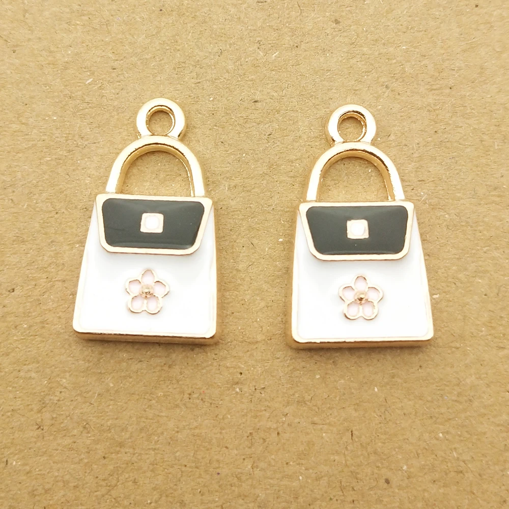 

10pcs 11x20mm women handbag charm enamel charm for jewelry making fashion earring pendant necklace bracelet charms