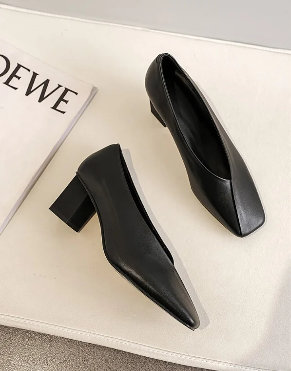 2020 стильные и удобные туфли на высоком каблуке обувь из натуральной кожи толстом