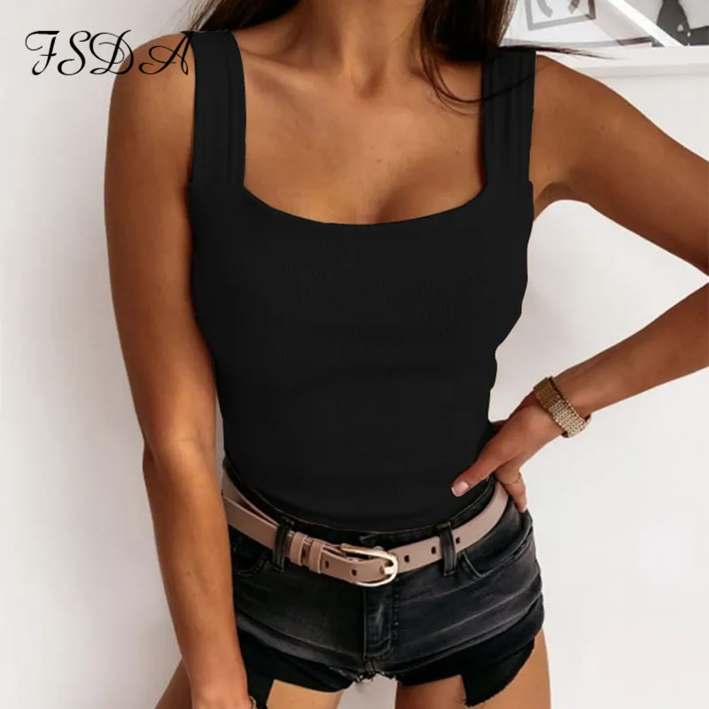 Женский укороченный топ без рукавов FSDA белый Повседневный Топ с открытыми