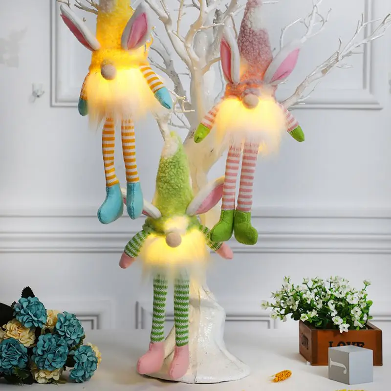 

Easter Long Legs Lighting Gnome Dolls Easter Plush Dwarf Faceless Hanging Doll Home Holiday Party Decorations Ornaments Dropship