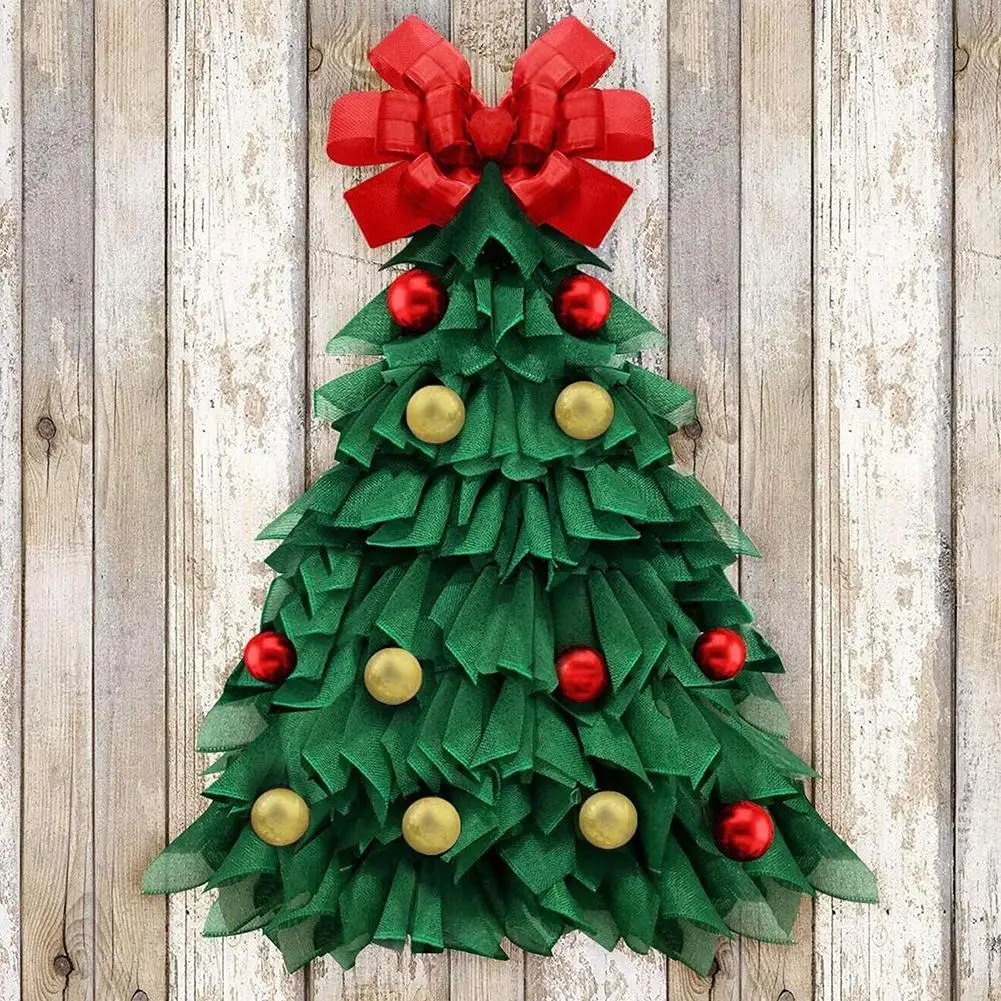 

Christmas Tree Front Door Hanging Cloth Wreath Wall Window Art Pendant Fairy Garland Ornament Xmas Home Party Wedding Decoration