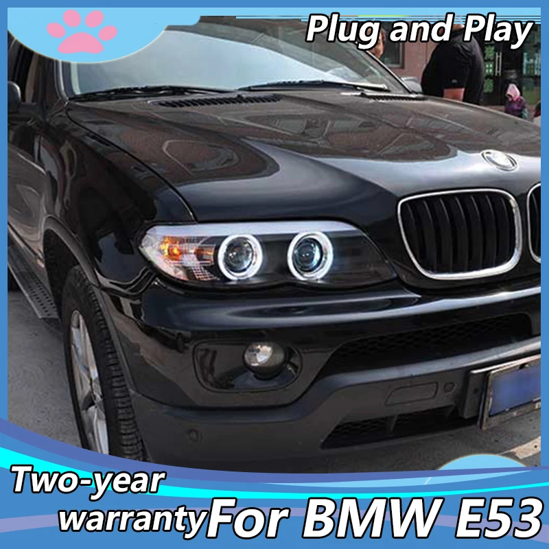 

2Pcs Headlight For BMW X5 E53 Headlights 2004-2006 X5 led car headlight Angel eyes xenon HID KIT LED Daytime Running Lights