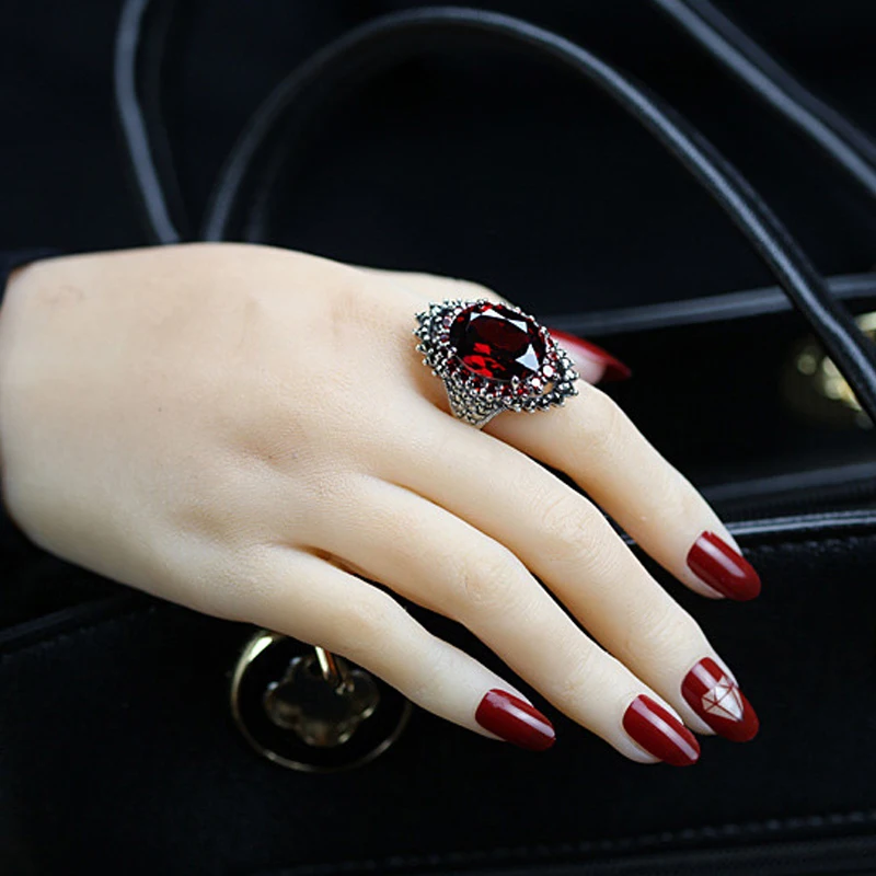 Винтажные Красные Синие Большие циркониевые кольца для вечерние женское кольцо