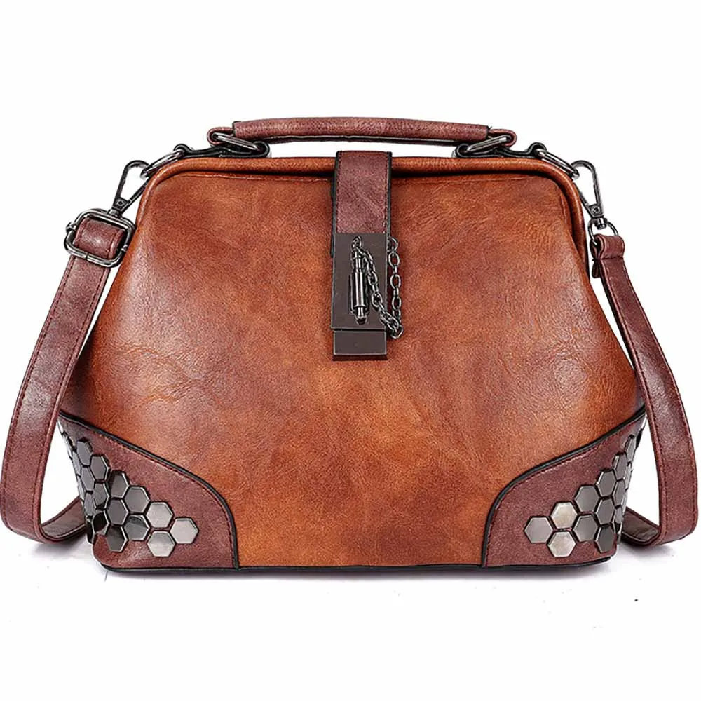 

Женские брендовые сумки через плечо, женские роскошные дизайнерские сумки, модная сумка через плечо с заклепками для дам, пакеты высокого к...