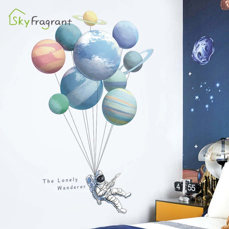 Креативная Настенная Наклейка в виде планеты астронавта украшение детской