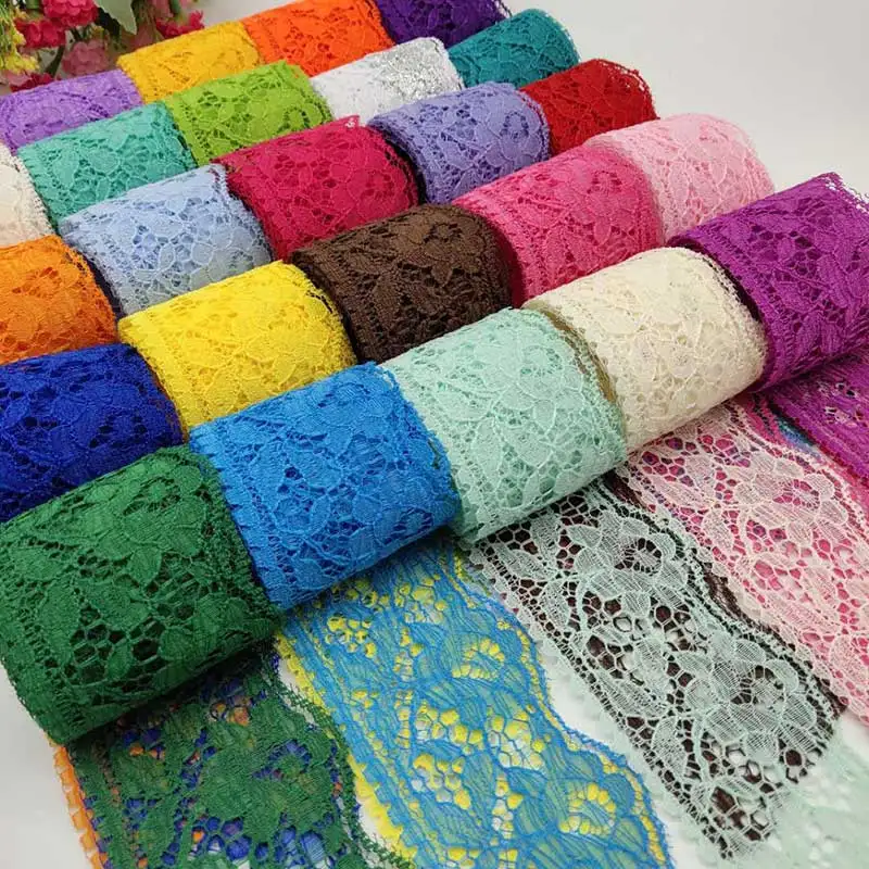 

100 ярдов, высокое качество, цвета: черный, кружево, лента, тесьма 60 мм кружевная ткань с широкой отделкой «сделай сам» с вышивкой для шитья укр...