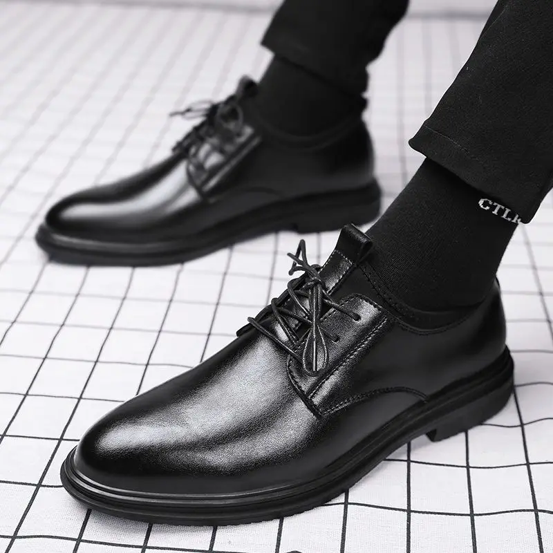 

2021 New Men's Fashion Pu Lace Up Derby Shoes Business Dress Shoes Comfortable High Quality Hot Men's Shoes 5KE314