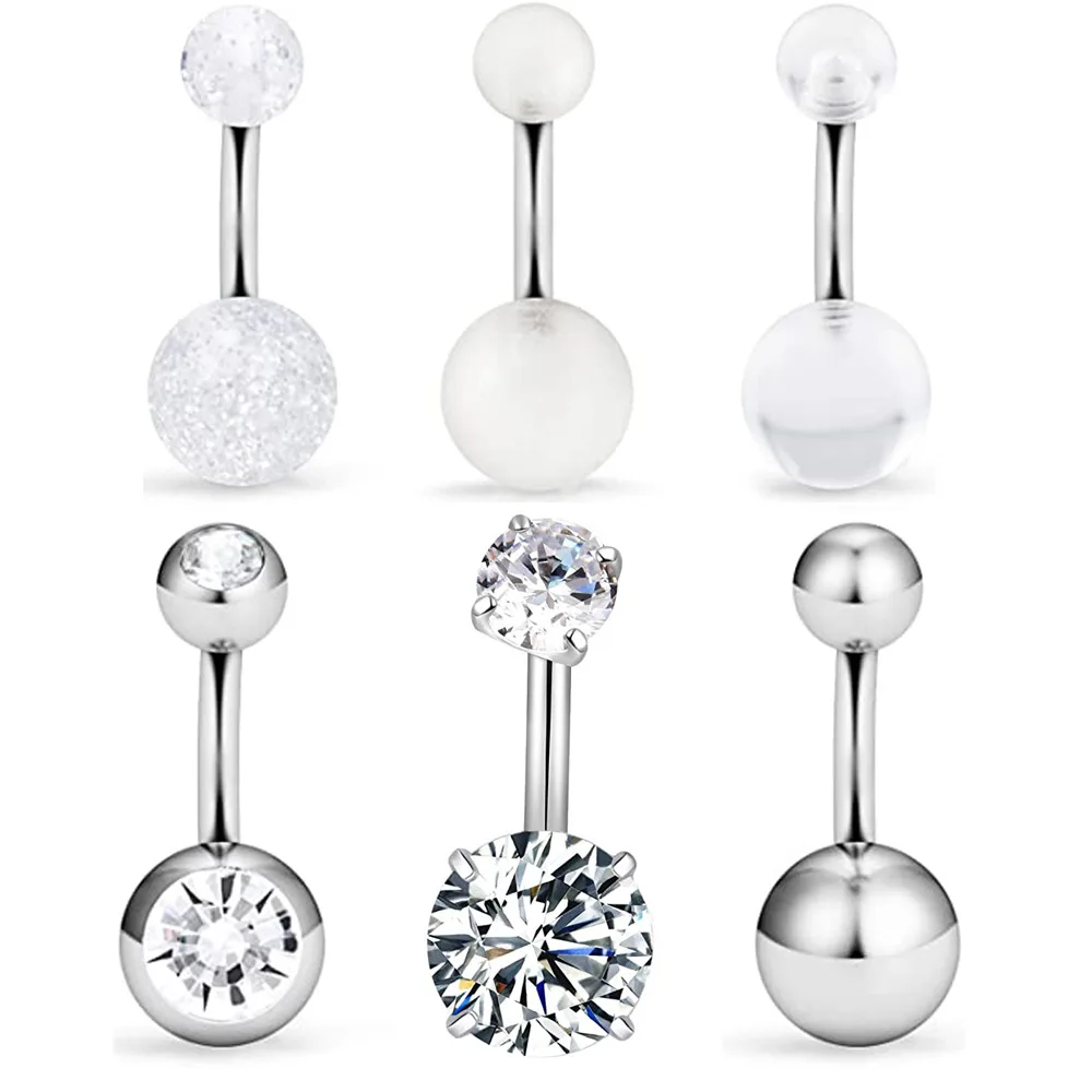 Кольца для пирсинга пупка 7 шт./лот ювелирные украшения с фианитами из