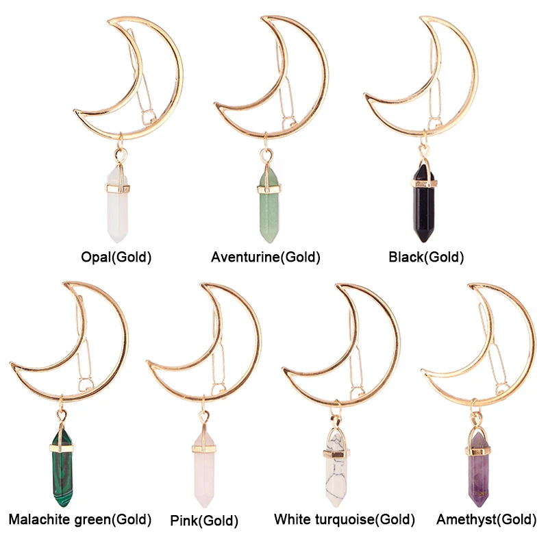 Модные заколки для волос женщин и девушек в форме Луны камня полые круглые губы