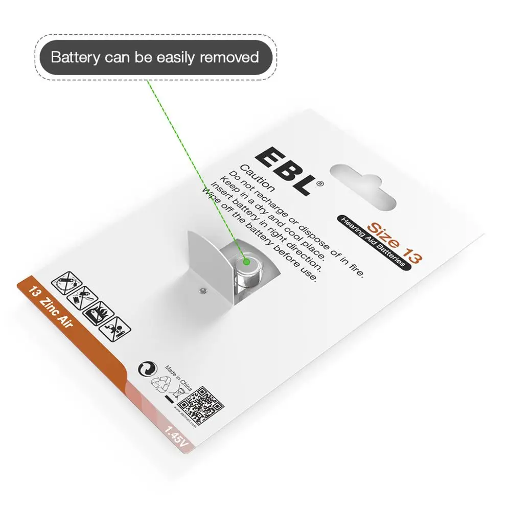 

60pcs (10 Packs) A13 Zinc Air Hearing Aid Battery 7000ZD PR48 13A AC13E 13SA EBL