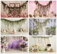 leacco spring happy 1st birthday wooden photographic backdrops party flowers baby portrait photographic backgrounds photo studio
