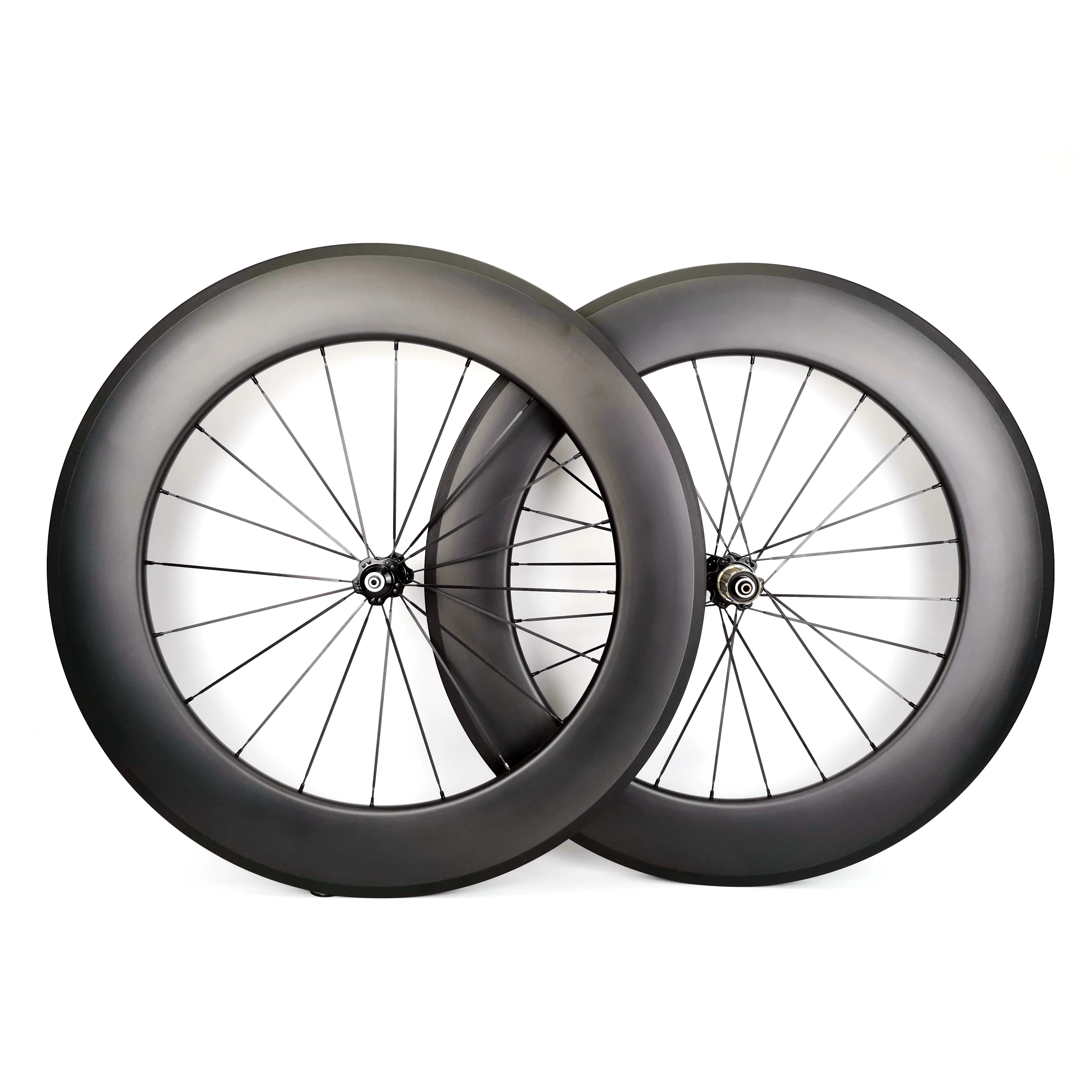 

700C 88mm depth 25mm width clincher/Tubular Road bike carbon wheelset UD matte finish, High frame wheels