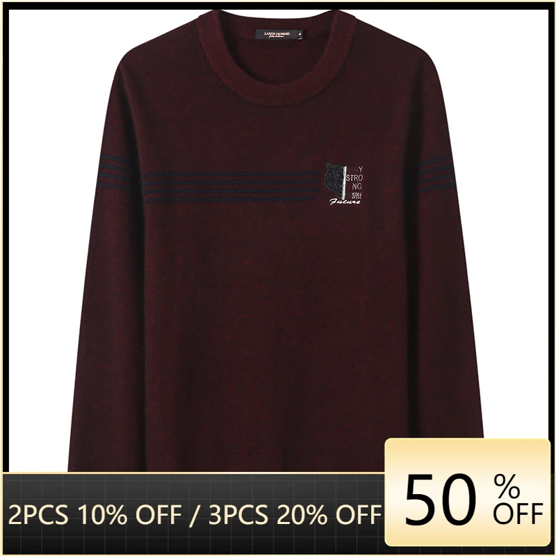 

LKSD autumn winter fashion men's turtleneck sweater causal wool thick embroidery slim fit men's pullover tops U161090168