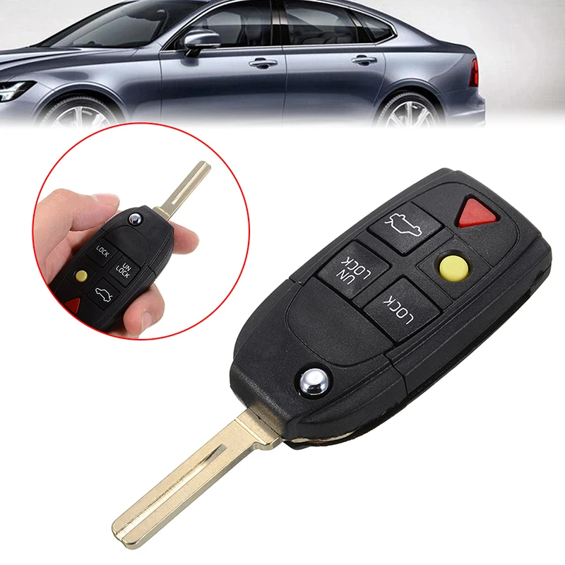 

For Volvo XC90 V70 XC70 S60 S80 1pc 5 Buttons Replacement Remote Flip Professional Service Car Key Fob Case Battery Kit Mayitr