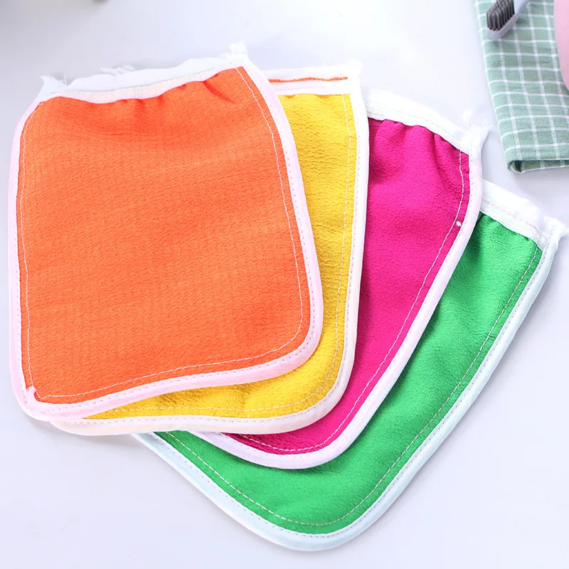 

T Korean-style Hole-Rub Bath Towel Thick Rubbing Bath Towel Strong Back Rub Towel Solid Color Bath Gloves