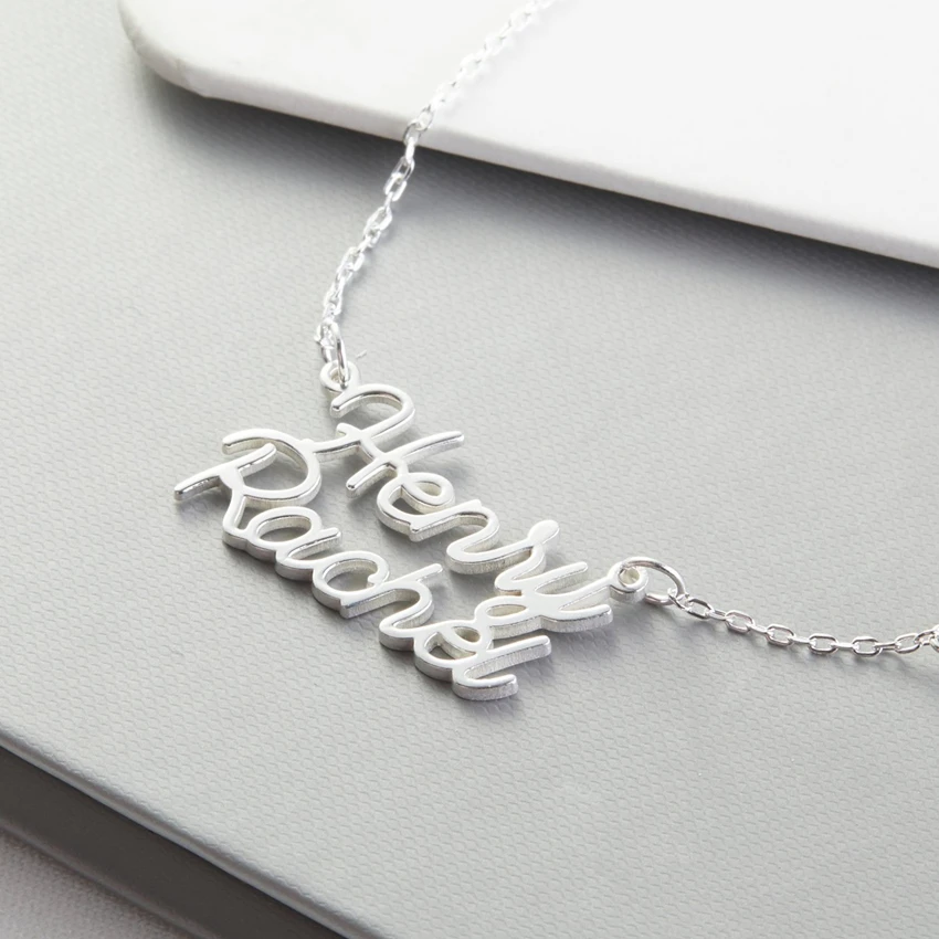 Ожерелье из нержавеющей стали с двумя именами на заказ ожерелья двойным именем