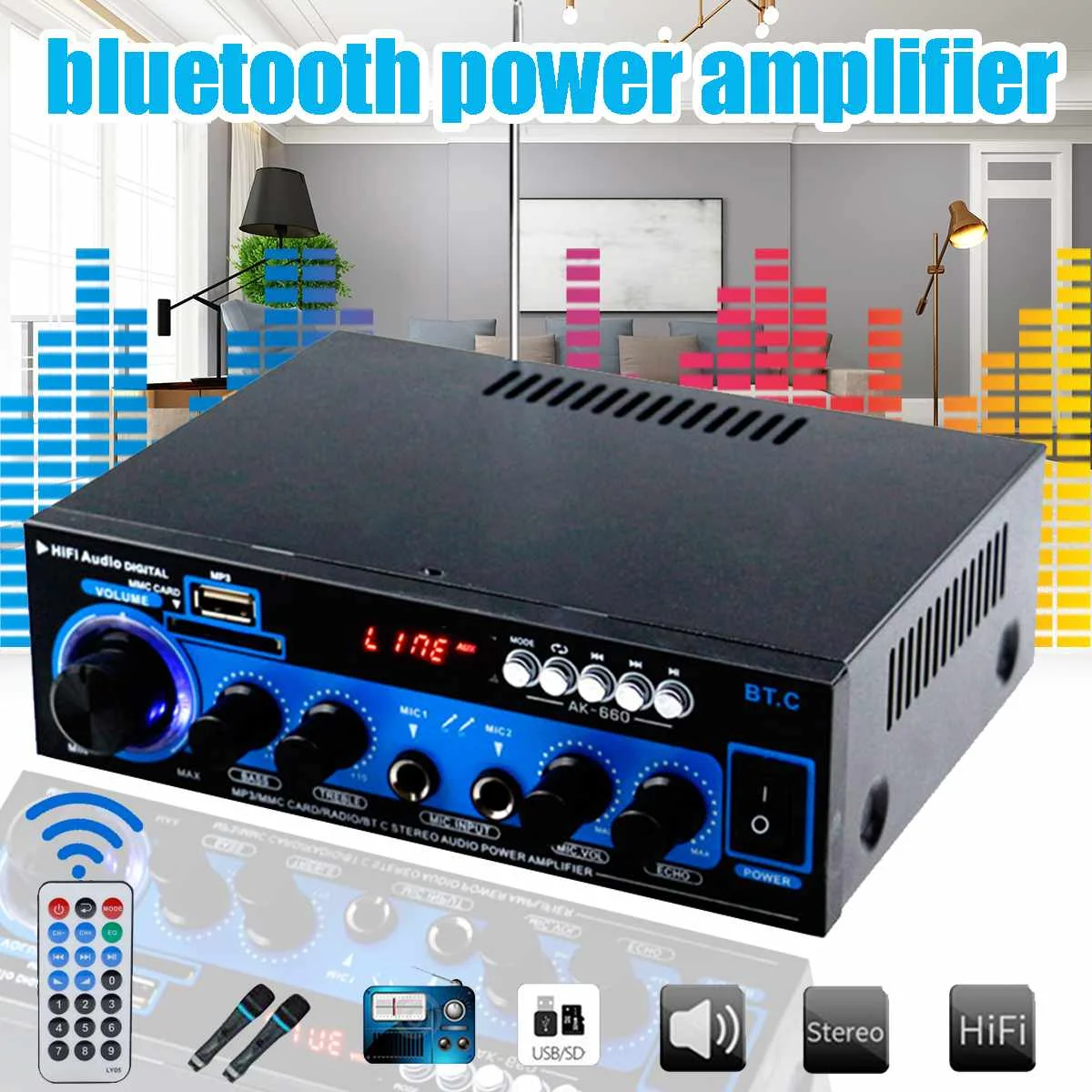 Hi Fi усилитель мощности для домашнего кинотеатра 1000/110 В 2 канала 220 Вт|Усилители