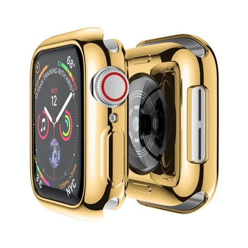 gold Чехол для apple watch band 44 мм/40 мм apple watch 5 4 3 band 42 мм/38 мм iwatch защита экрана силиконовый защитный бампер - Цвет: gold