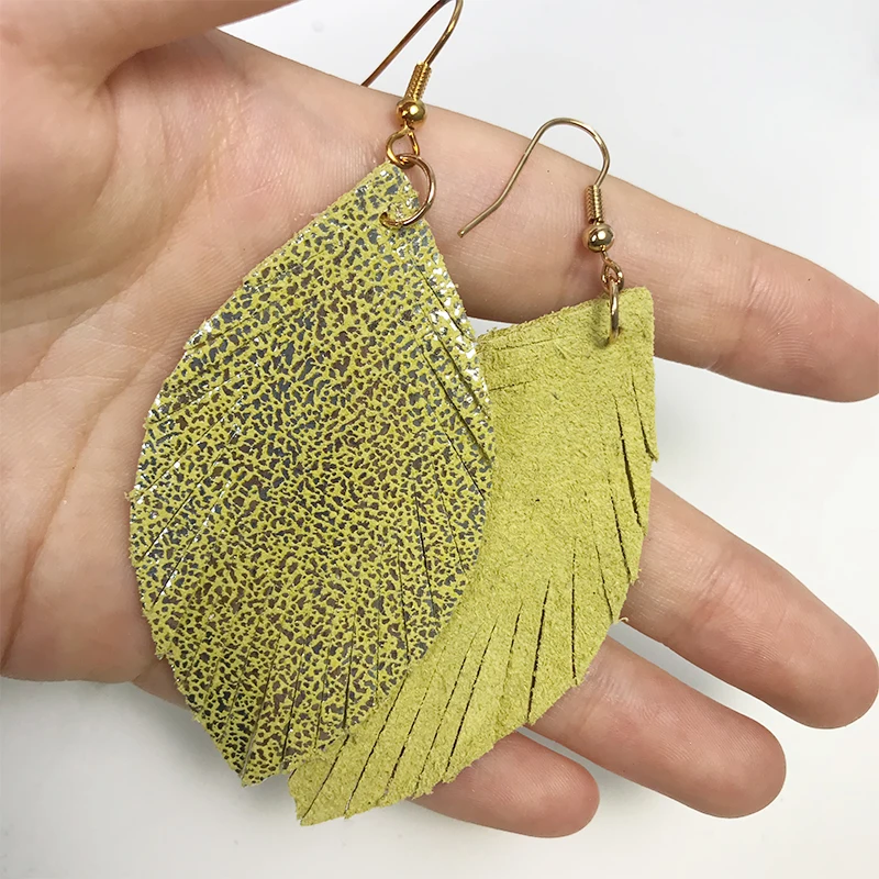 Новые блестящие серьги M & G из натуральной кожи модная подвеска в виде листика