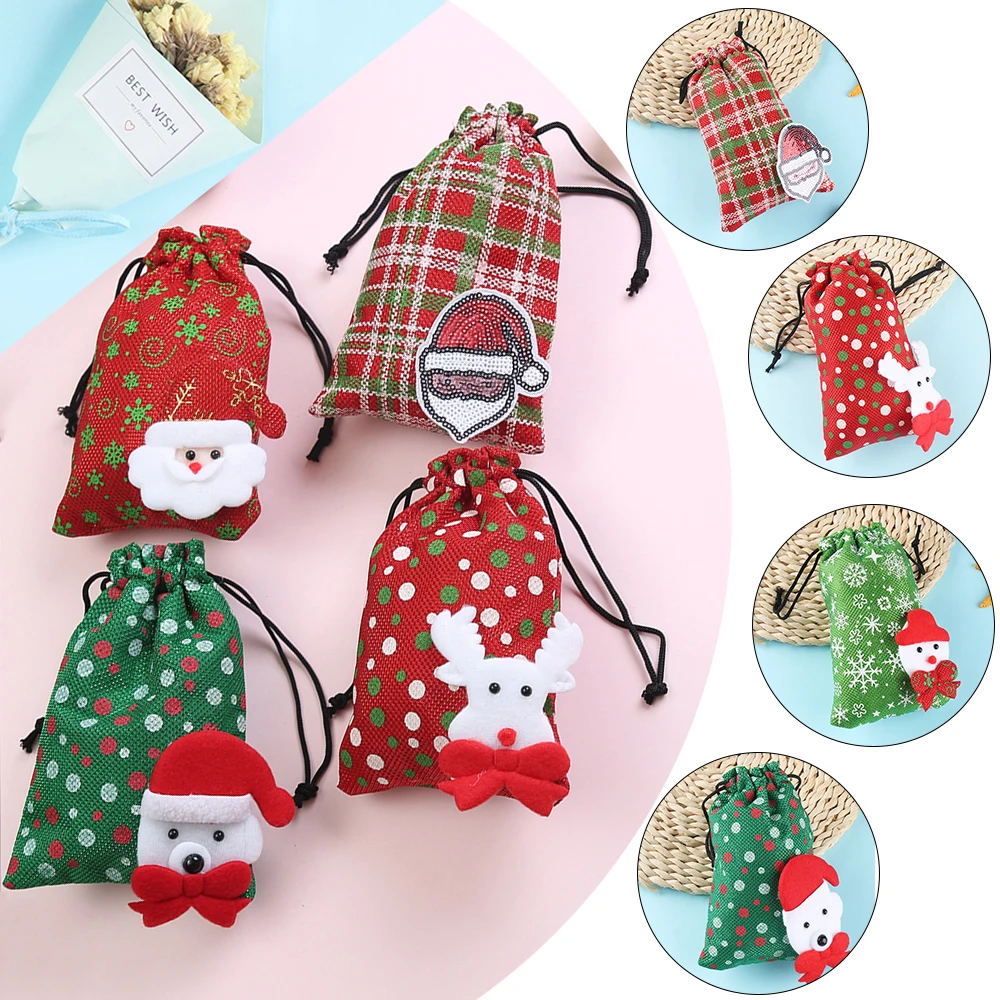 1 шт. Детский кошелек подарок на Рождество/конфеты мешок шнурок Санта Клаус