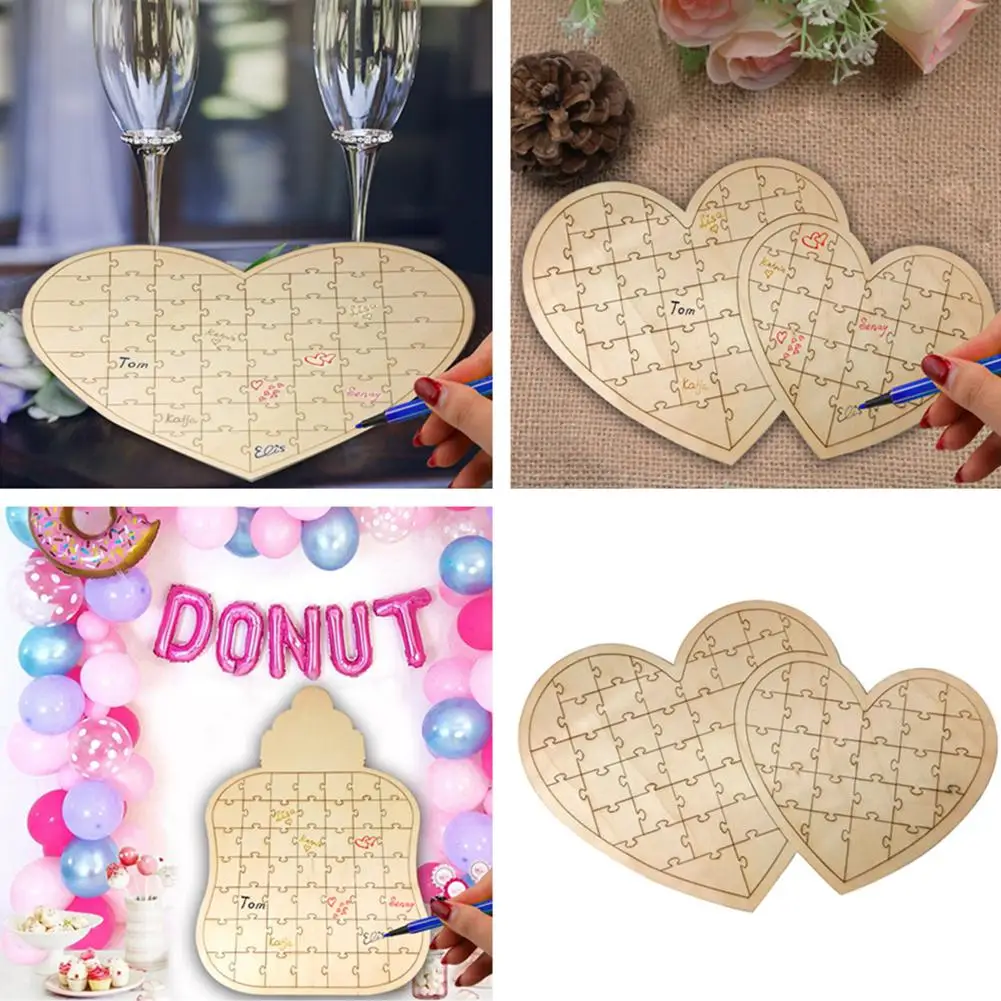 Любящее сердце деревянные головоломки Бесплатный знак Гостевая книга