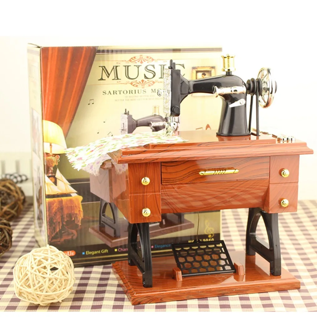 1 шт. винтажная мини-швейная машина с замком музыкальная шкатулка детская игрушка