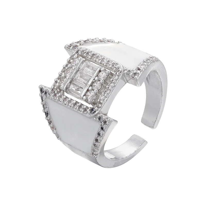 ZHUKOU золотого цвета квадратное Открытое кольцо черно-белое летнее эмалевое