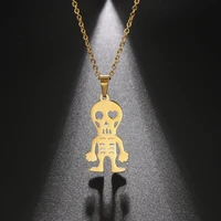 cooltime skeleton stainless steel pendant necklace for women novel skull chain necklace jewelry party streetwear gifts