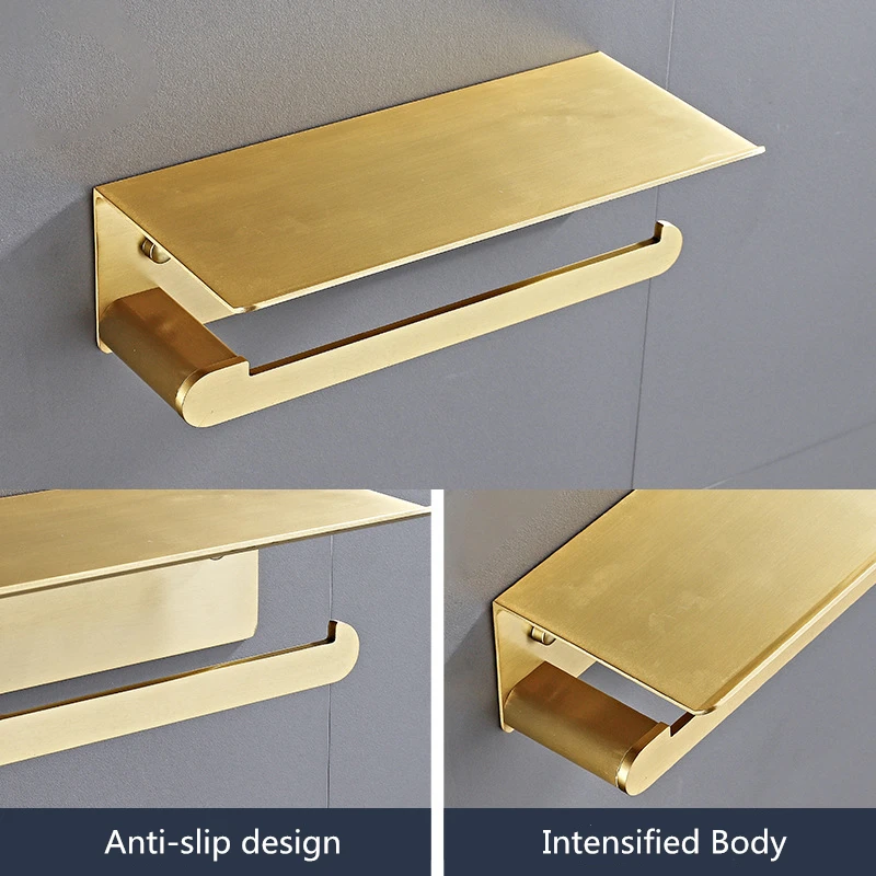 Настенный золотистый держатель для туалетной бумаги в ванную комнату рулона
