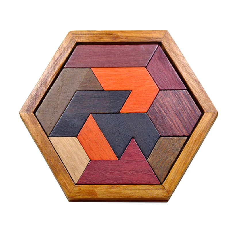 

Wood Hexagon Jigsaw Puzzle Game Geometric Shape Cognitive Wooden Puzzles Adult Children Early Educational Toys for Kids