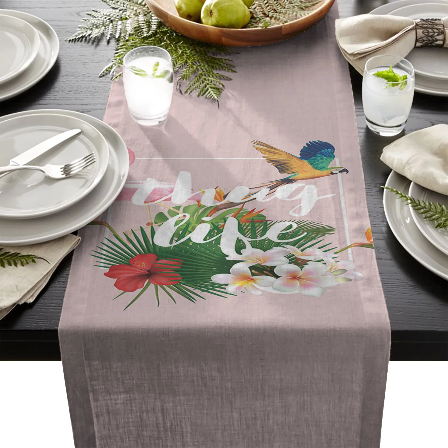 Дорожки для стола с фламинго попугаем тропическими растениями | Дом и сад