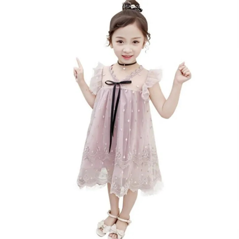 

Girls' princess dress new Korean children's dress embroidered mesh puff dress summer dress kids clothes children clothes girls
