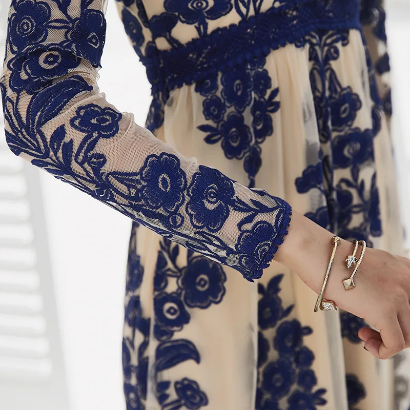 Женское пляжное платье-макси с глубоким V-образным вырезом кружевное платье до