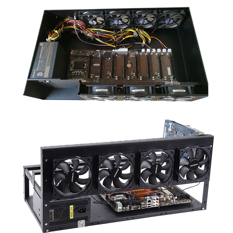 

6/8/12GPU Open-pit Mining Machine Frame Case Mining Coin Ring Support Bracket Case Frame Transfer Mining Rack Cooling Fan