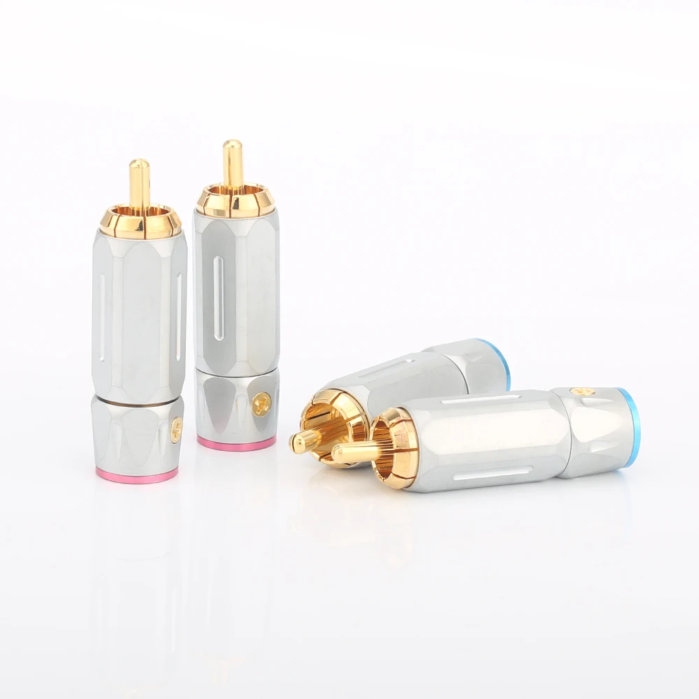 High Quality Audiocrast 24K gold Plated RCA Audio Plug Analogue Cable Connector HIFI 10mm cable rca plug | Электроника